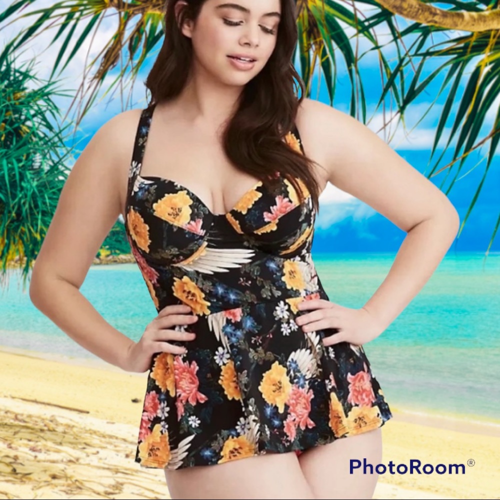 Torrid wings & floral peplum vixen collection swimsuit